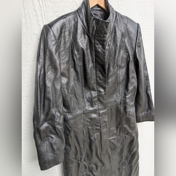 INC International Concepts Black Leather Jacket Coat Women's Size Small - Picture 2 of 6